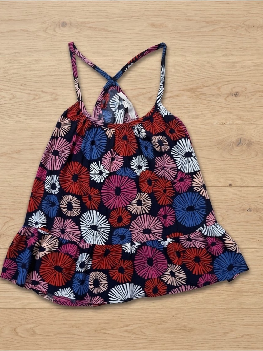 LOFT Floral Spaghetti-Strap Tank Top in Navy, Red, Pink, Blue & White